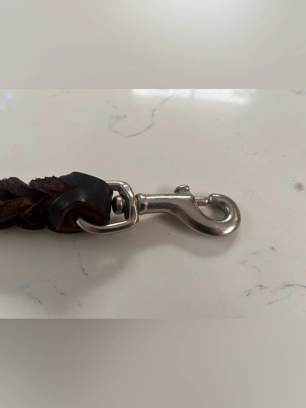 Braided Leather Dog Leash Wrist Strap - Brown